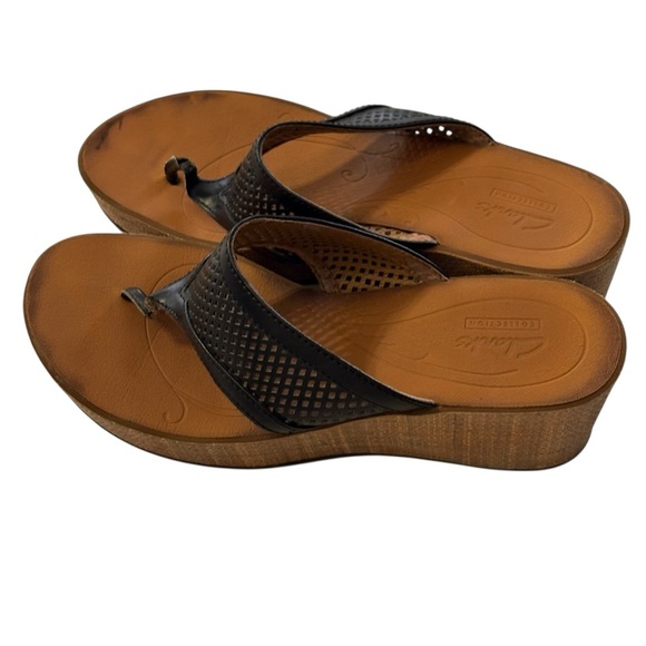 Clarks Collection Womens Avaleen Ocean Platform Wedge Thong Sandals Black Size 9 - Picture 9 of 10